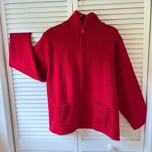 Tally Ho Women’s Wool Full Zip Knit Mock Neck Sweater Size 1X